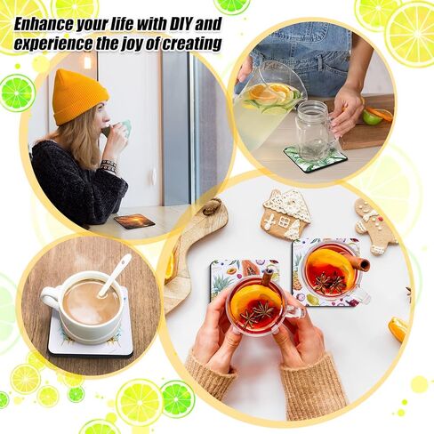 200 قطعة من قواعد الأكواب الفارغة من Skylety بيضاء مربعة فارغة من المطاط لنقل التسامي والطباعة بالضغط الحراري وصور الحرف اليدوية، 3.93 × 3.93 بوصة in Kuwait