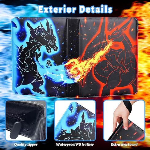 CSIHOP Card Binder for 1080 Cards, 9 Pocket Card Binder with 60 Removable Sleeves, Trading Card Binder for Sports Cards and Game Cards, Toploader Binder with Zipper for Boys Girls, Black in Kuwait