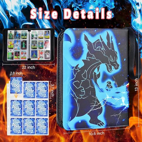 CSIHOP Card Binder for 1080 Cards, 9 Pocket Card Binder with 60 Removable Sleeves, Trading Card Binder for Sports Cards and Game Cards, Toploader Binder with Zipper for Boys Girls, Black in Kuwait