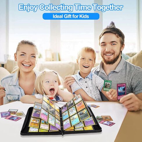 CSIHOP Card Binder for 1080 Cards, 9 Pocket Card Binder with 60 Removable Sleeves, Trading Card Binder for Sports Cards and Game Cards, Toploader Binder with Zipper for Boys Girls, Black in Kuwait