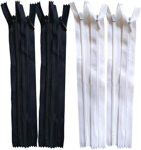 20 قطعة 50 سم (20 بوصة) أسود وأبيض سحابات نايلون غير مرئية لخياطة خياطة الصرف اليدوية ملحقات الملابس in Kuwait