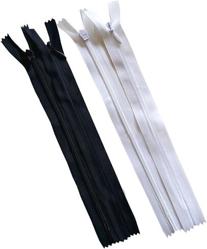 20 قطعة 50 سم (20 بوصة) أسود وأبيض سحابات نايلون غير مرئية لخياطة خياطة الصرف اليدوية ملحقات الملابس in Kuwait