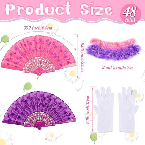 48 Pcs Girls Tea Party Dress up Playset Includes Toddler Tea Party Gloves and Hat Feather Boa for Kids Dress up Purses Hand Fans for Girls Playtime Birthdays Easter Party Supplies Accessories in Saudi Arabia