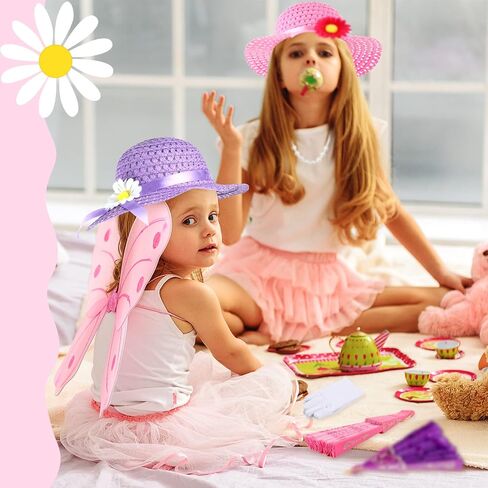 48 Pcs Girls Tea Party Dress up Playset Includes Toddler Tea Party Gloves and Hat Feather Boa for Kids Dress up Purses Hand Fans for Girls Playtime Birthdays Easter Party Supplies Accessories in Saudi Arabia