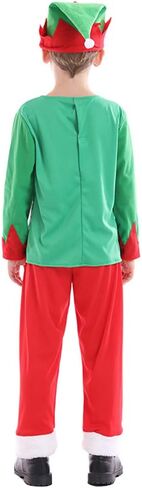 IDOPIP Kids Boys Girls Christmas Santa Elf Reindeer Costume Fancy Dress up Cosplay Xmas Holiday Party Dress Outfit with Hat in Saudi Arabia