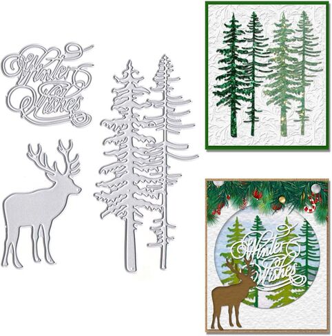 ALIBBON Merry Christmas Die Cuts for Card Making, Tree Deer Cutting Dies Metal Template Molds, Winter Wishes Words Dies for Crafting DIY Photo Album Paper Embossing Scrapbooking Supplies in Saudi Arabia