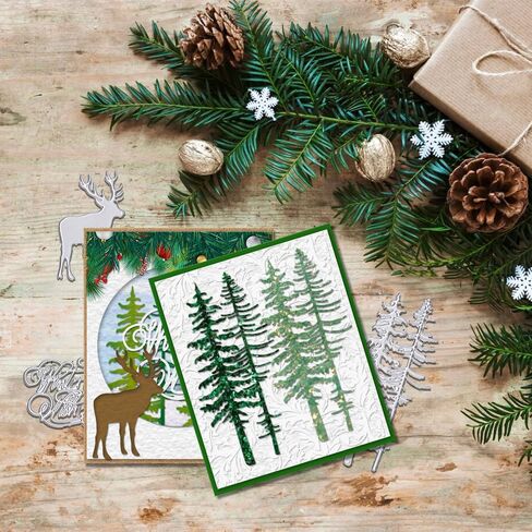 ALIBBON Merry Christmas Die Cuts for Card Making, Tree Deer Cutting Dies Metal Template Molds, Winter Wishes Words Dies for Crafting DIY Photo Album Paper Embossing Scrapbooking Supplies in Saudi Arabia