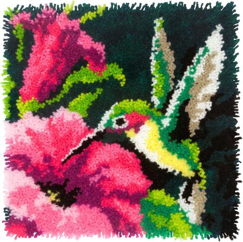 Dimensions Colorful Hummingbird Latch Hook Craft Kit, 16'' x 16'' in Saudi Arabia