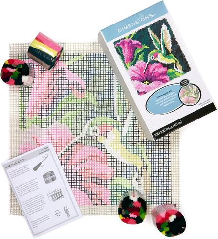 Dimensions Colorful Hummingbird Latch Hook Craft Kit, 16'' x 16'' in Saudi Arabia