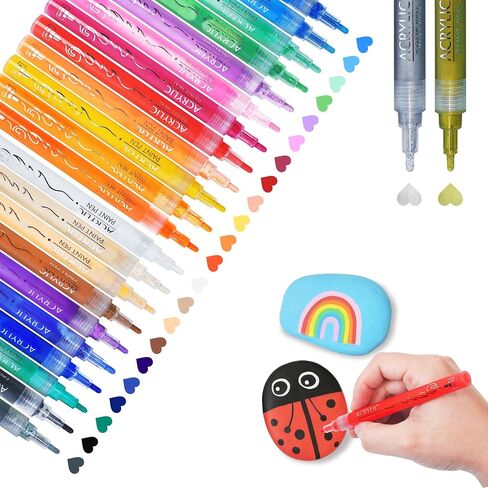 قلم طلاء أكريليك The Best Crafts من TBC - 48 لونًا مقاوم للماء، غير سام، عديم الرائحة، مناسب للورق والفخار والأحجار وحقائب الظهر والزجاج والبيض والأقمشة والبلاستيك والحرف اليدوية وهدايا بطاقات الهدايا للأطفال in Kuwait