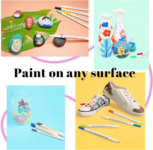 قلم طلاء أكريليك The Best Crafts من TBC - 48 لونًا مقاوم للماء، غير سام، عديم الرائحة، مناسب للورق والفخار والأحجار وحقائب الظهر والزجاج والبيض والأقمشة والبلاستيك والحرف اليدوية وهدايا بطاقات الهدايا للأطفال in Kuwait