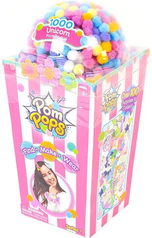 Sunny Days Entertainment Pom Pops - Surprise DIY Craft Activity Kit for Kids - Receive Either The Unicorn, Mermaid or Llama Style - Colors and Styles May Vary in Kuwait