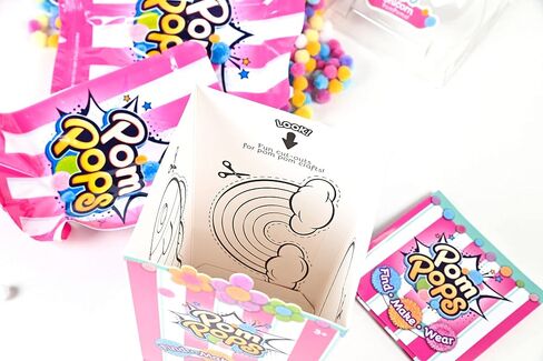 Sunny Days Entertainment Pom Pops - Surprise DIY Craft Activity Kit for Kids - Receive Either The Unicorn, Mermaid or Llama Style - Colors and Styles May Vary in Kuwait