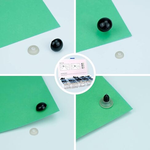 800 قطعة من عيون وأنوف الأمان للأميجورومي، صندوقين من عيون الكروشيه مع جدول المقاسات، عيون دمية مصنوعة من البلاستيك الأسود مع غسالات للحيوانات المحشوة من الكروشيه، لعبة كروشيه ودمية دب، مقاسات متنوعة in Kuwait