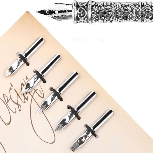 قلم ريشة، مجموعة أقلام ريشة مصنوعة يدويًا، قلم ريشة للكتابة بالخط العتيق مع حبر، قلم ريشة مع حبر وأطراف فولاذية، مجموعة قلم ريشة، 6 سنون بديلة/يحتوي على حبر (أزرق داكن) 1 in Kuwait