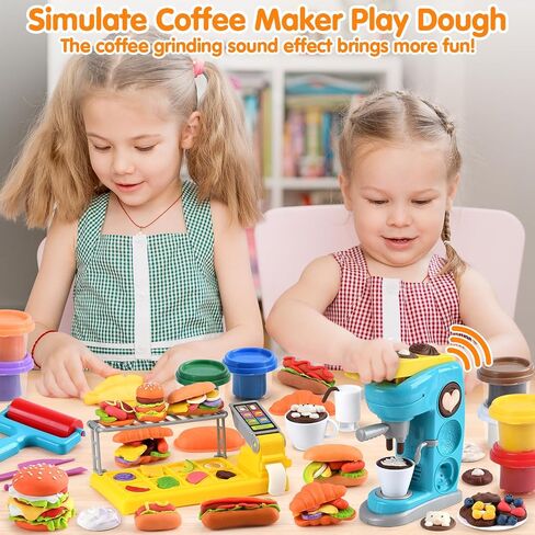 PLAY Kitchen Creation Cafe Play Dough Sets for Kids, Playdough Tools, Play Dough Coffee Maker Set, Toy Kitchen Playset Play Food, Arts and Crafts for Kids 4-6 3-5, 8 Cans of Modeling Compound in Saudi Arabia