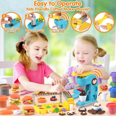 PLAY Kitchen Creation Cafe Play Dough Sets for Kids, Playdough Tools, Play Dough Coffee Maker Set, Toy Kitchen Playset Play Food, Arts and Crafts for Kids 4-6 3-5, 8 Cans of Modeling Compound in Saudi Arabia