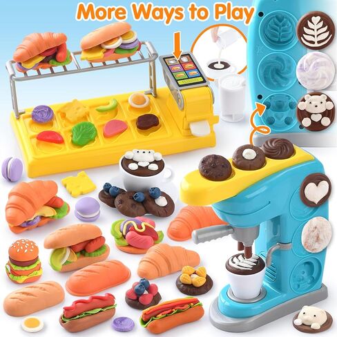 PLAY Kitchen Creation Cafe Play Dough Sets for Kids, Playdough Tools, Play Dough Coffee Maker Set, Toy Kitchen Playset Play Food, Arts and Crafts for Kids 4-6 3-5, 8 Cans of Modeling Compound in Saudi Arabia