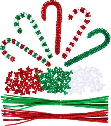 30 Pieces Christmas Beaded Ornament Kit Christmas DIY Bead Christmas Tri Beads Christmas Tree Hanging Decoration Candy Canes Assortment for Xmas Party Holiday Tree Decorations, 5 Styles in Saudi Arabia