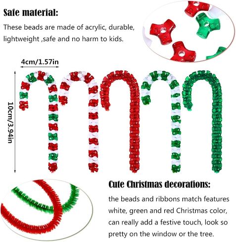 30 Pieces Christmas Beaded Ornament Kit Christmas DIY Bead Christmas Tri Beads Christmas Tree Hanging Decoration Candy Canes Assortment for Xmas Party Holiday Tree Decorations, 5 Styles in Saudi Arabia