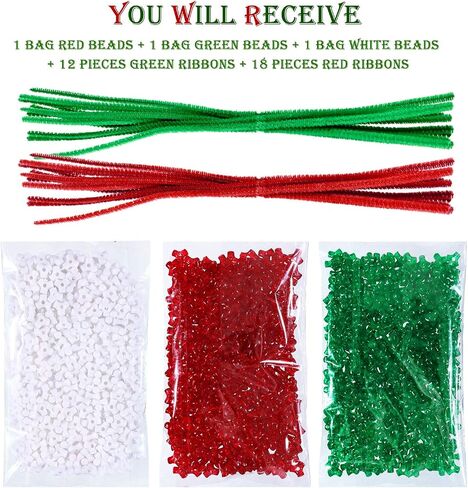 30 Pieces Christmas Beaded Ornament Kit Christmas DIY Bead Christmas Tri Beads Christmas Tree Hanging Decoration Candy Canes Assortment for Xmas Party Holiday Tree Decorations, 5 Styles in Saudi Arabia