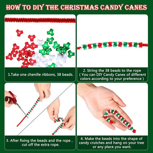 30 Pieces Christmas Beaded Ornament Kit Christmas DIY Bead Christmas Tri Beads Christmas Tree Hanging Decoration Candy Canes Assortment for Xmas Party Holiday Tree Decorations, 5 Styles in Saudi Arabia