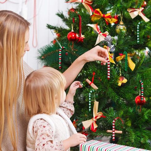 30 Pieces Christmas Beaded Ornament Kit Christmas DIY Bead Christmas Tri Beads Christmas Tree Hanging Decoration Candy Canes Assortment for Xmas Party Holiday Tree Decorations, 5 Styles in Saudi Arabia