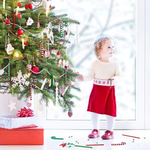 30 Pieces Christmas Beaded Ornament Kit Christmas DIY Bead Christmas Tri Beads Christmas Tree Hanging Decoration Candy Canes Assortment for Xmas Party Holiday Tree Decorations, 5 Styles in Saudi Arabia