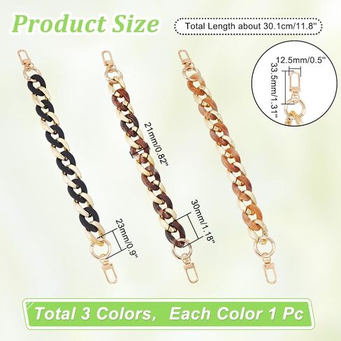 WADORN 3 ألوان أكريليك محفظة سلسلة حزام، 11.8 بوصة الراتنج حقيبة حزام استبدال حقيبة يد قصيرة مقبض حقيبة ملونة الديكور سحر سلسلة الملحقات للنساء مخلب حقيبة المتشرد حقيبة تحت الإبط in Saudi Arabia