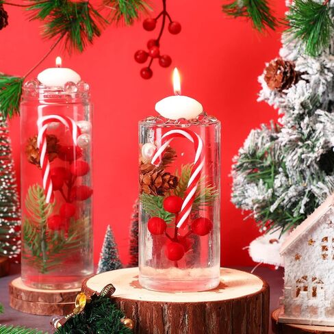 Tigeen 6088 Pcs Christmas Vase Filler Pearls for Vases Pine Picks Branches Red Berries Pine Cones Water Gels Beads Candy Canes for Xmas Tree Party Holiday DIY Table Home Decor in Saudi Arabia