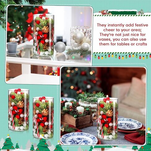 Tigeen 6088 Pcs Christmas Vase Filler Pearls for Vases Pine Picks Branches Red Berries Pine Cones Water Gels Beads Candy Canes for Xmas Tree Party Holiday DIY Table Home Decor in Saudi Arabia