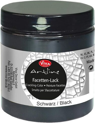 Viva Decor®️ Facetten Lack - texture paste crackle medium (transparent, 8,45 fl oz) crackle texture paste waterbased - non toxic - paint for glass, porcelain, canvas etc. - Made in Germany in Saudi Arabia