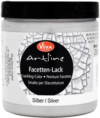 Viva Decor®️ Facetten Lack - texture paste crackle medium (transparent, 8,45 fl oz) crackle texture paste waterbased - non toxic - paint for glass, porcelain, canvas etc. - Made in Germany in Saudi Arabia