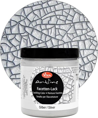 Viva Decor®️ Facetten Lack - texture paste crackle medium (transparent, 8,45 fl oz) crackle texture paste waterbased - non toxic - paint for glass, porcelain, canvas etc. - Made in Germany in Saudi Arabia