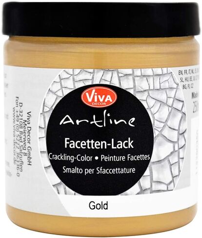 Viva Decor®️ Facetten Lack - texture paste crackle medium (transparent, 8,45 fl oz) crackle texture paste waterbased - non toxic - paint for glass, porcelain, canvas etc. - Made in Germany in Saudi Arabia