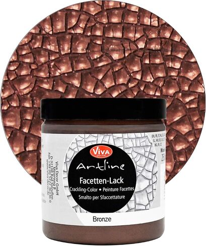 Viva Decor®️ Facetten Lack - texture paste crackle medium (transparent, 8,45 fl oz) crackle texture paste waterbased - non toxic - paint for glass, porcelain, canvas etc. - Made in Germany in Saudi Arabia