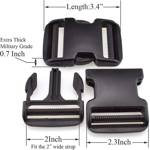 Quick Side Release Buckle for 2inch/50mm Webbing Straps, Plastic Buckles Clips Adjustable Backpack Replacement (1.5inch black) in Kuwait