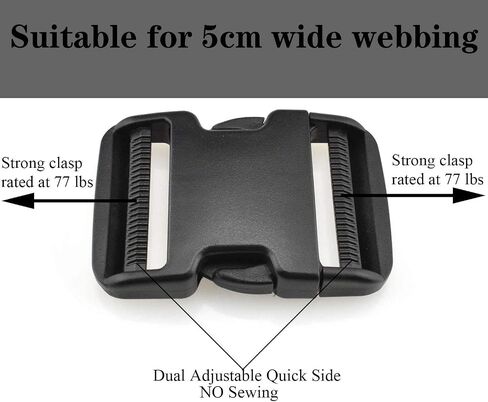 Quick Side Release Buckle for 2inch/50mm Webbing Straps, Plastic Buckles Clips Adjustable Backpack Replacement (1.5inch black) in Kuwait