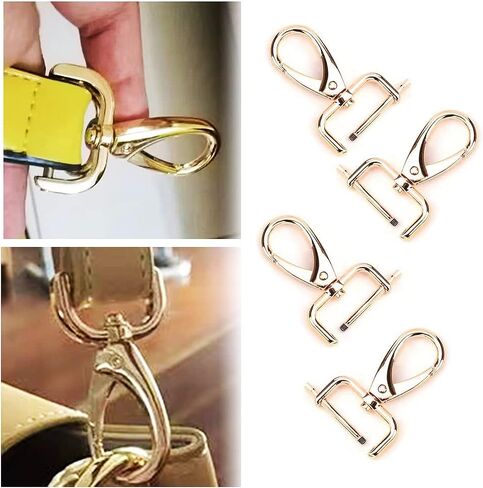 خطافات دوارة مقاس 2.54 سم قابلة للفصل على شكل مخلب جراد البحر، حلقة على شكل حرف D للمحفظة، حقيبة الأجهزة، مشبك سلسلة المفاتيح - 4 قطع، ذهبي in Saudi Arabia