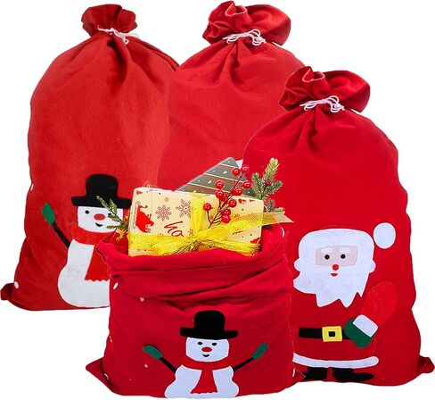 QVMKWL 4 قطع كبيرة الحجم لعيد الميلاد سانتا كيس، 19.7 بوصة × 27.5 بوصة حقيبة قماش عيد الميلاد مع رباط، حقيبة تخزين هدايا عيد الميلاد من الخيش in Kuwait