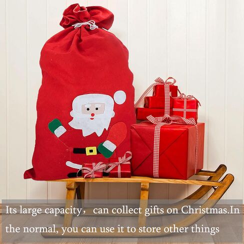 QVMKWL 4 قطع كبيرة الحجم لعيد الميلاد سانتا كيس، 19.7 بوصة × 27.5 بوصة حقيبة قماش عيد الميلاد مع رباط، حقيبة تخزين هدايا عيد الميلاد من الخيش in Kuwait