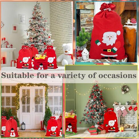 QVMKWL 4 قطع كبيرة الحجم لعيد الميلاد سانتا كيس، 19.7 بوصة × 27.5 بوصة حقيبة قماش عيد الميلاد مع رباط، حقيبة تخزين هدايا عيد الميلاد من الخيش in Kuwait