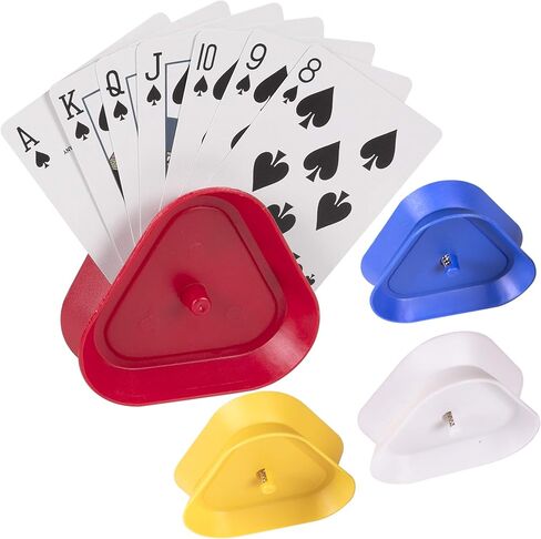 Silly Goose Games Triangle Shaped Hands-Free Poker Playing Card Rack Holder Set of 4 - Adults or Kids Game Fun in Kuwait