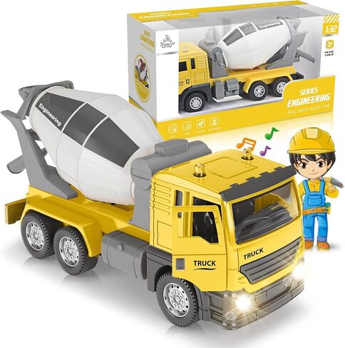 Otto Mixer Truck, Pull-Back Metal Strong Mixer Truck, Doors Open & Close, Lights & Music, Hand Rotation Stirring, Interactive Kids Toy - for Boys & Girls Age 3 and Up in Kuwait