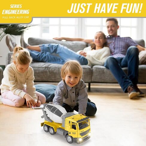 Otto Mixer Truck, Pull-Back Metal Strong Mixer Truck, Doors Open & Close, Lights & Music, Hand Rotation Stirring, Interactive Kids Toy - for Boys & Girls Age 3 and Up in Kuwait