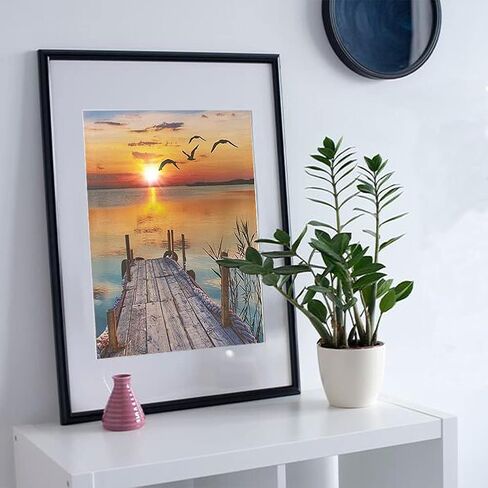 مجموعات الرسم الماسي من سلسلة Beaudio Landscape للبالغين - غروب الشمس مارينا - حفر كامل دائري DIY فن ماسي 5D لديكور الحائط المنزلي (11.8 × 15.7 بوصة) in Kuwait