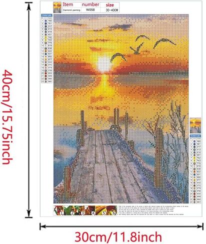 مجموعات الرسم الماسي من سلسلة Beaudio Landscape للبالغين - غروب الشمس مارينا - حفر كامل دائري DIY فن ماسي 5D لديكور الحائط المنزلي (11.8 × 15.7 بوصة) in Kuwait