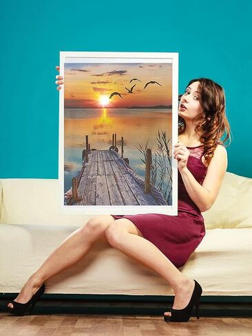 مجموعات الرسم الماسي من سلسلة Beaudio Landscape للبالغين - غروب الشمس مارينا - حفر كامل دائري DIY فن ماسي 5D لديكور الحائط المنزلي (11.8 × 15.7 بوصة) in Kuwait