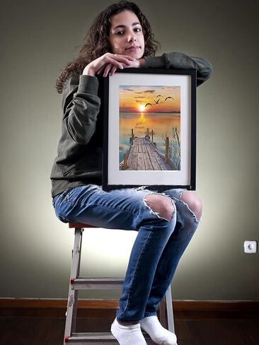 مجموعات الرسم الماسي من سلسلة Beaudio Landscape للبالغين - غروب الشمس مارينا - حفر كامل دائري DIY فن ماسي 5D لديكور الحائط المنزلي (11.8 × 15.7 بوصة) in Kuwait