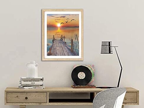 مجموعات الرسم الماسي من سلسلة Beaudio Landscape للبالغين - غروب الشمس مارينا - حفر كامل دائري DIY فن ماسي 5D لديكور الحائط المنزلي (11.8 × 15.7 بوصة) in Kuwait